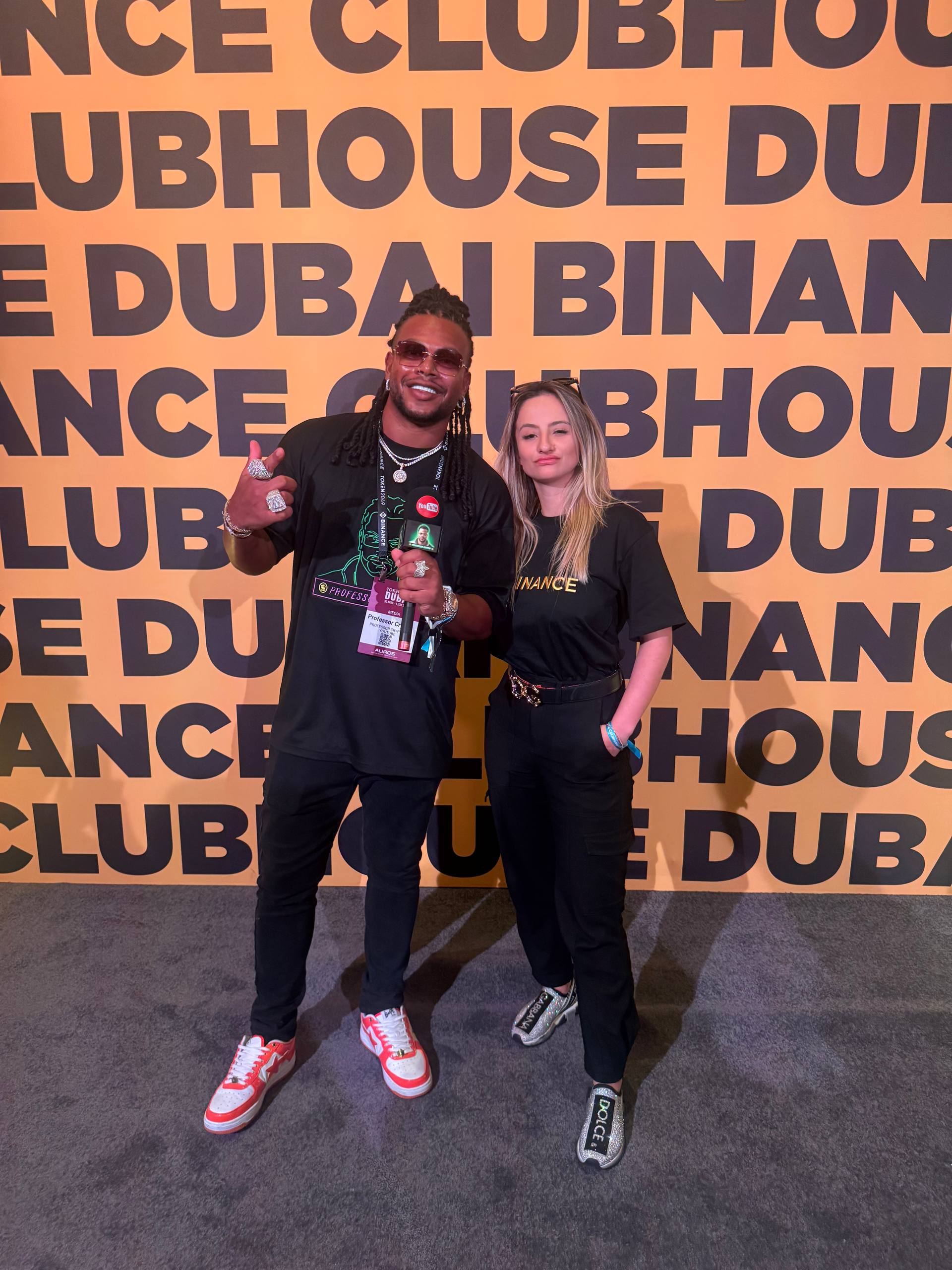Jana at Binance Clubhouse Dubai with Professor Crypto